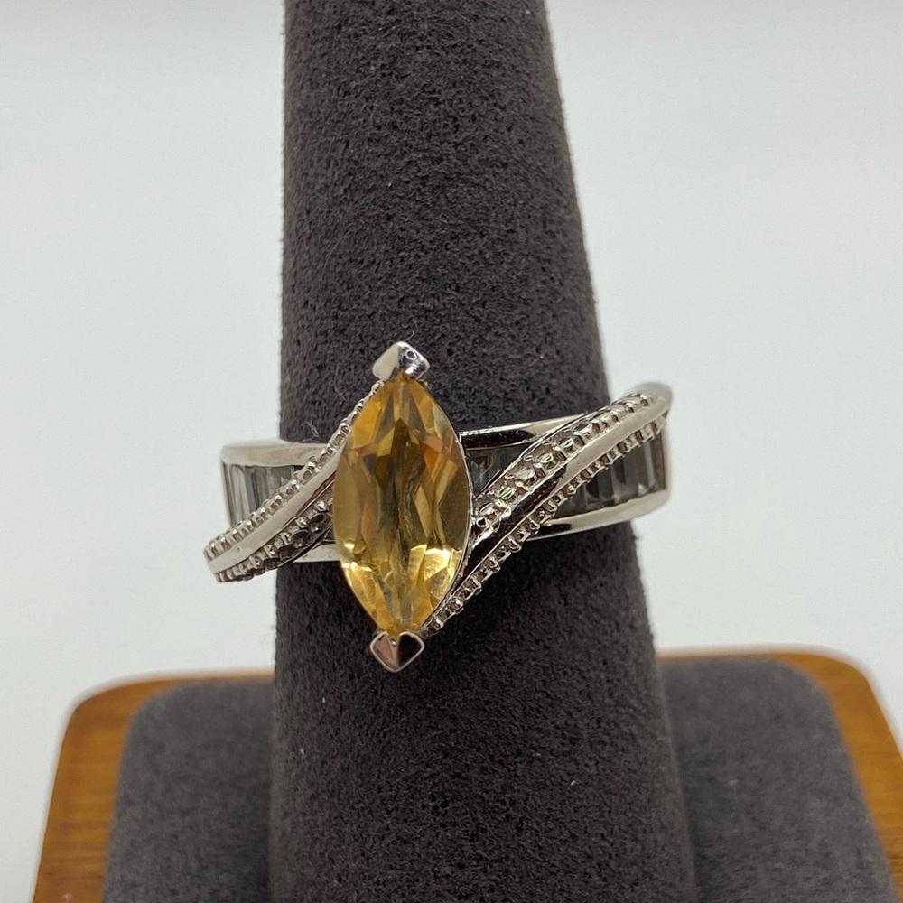 Sterling Silver Twisted Citrine Ring • Size 8